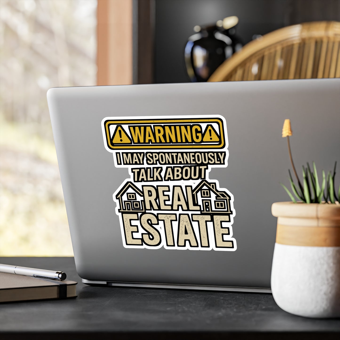 Warning! I May Spontaneously Talk About Real Estate – Funny Realtor Sticker for Laptop or Water Bottle | Vinyl Decal, Real Estate Agent Gift