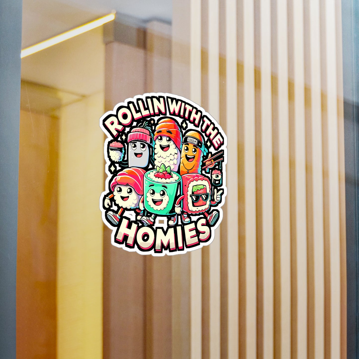 Rollin' With The Homies – Sushi Vinyl Decal for Car Window, Laptop & Water Bottle | Kawaii Sushi Gift