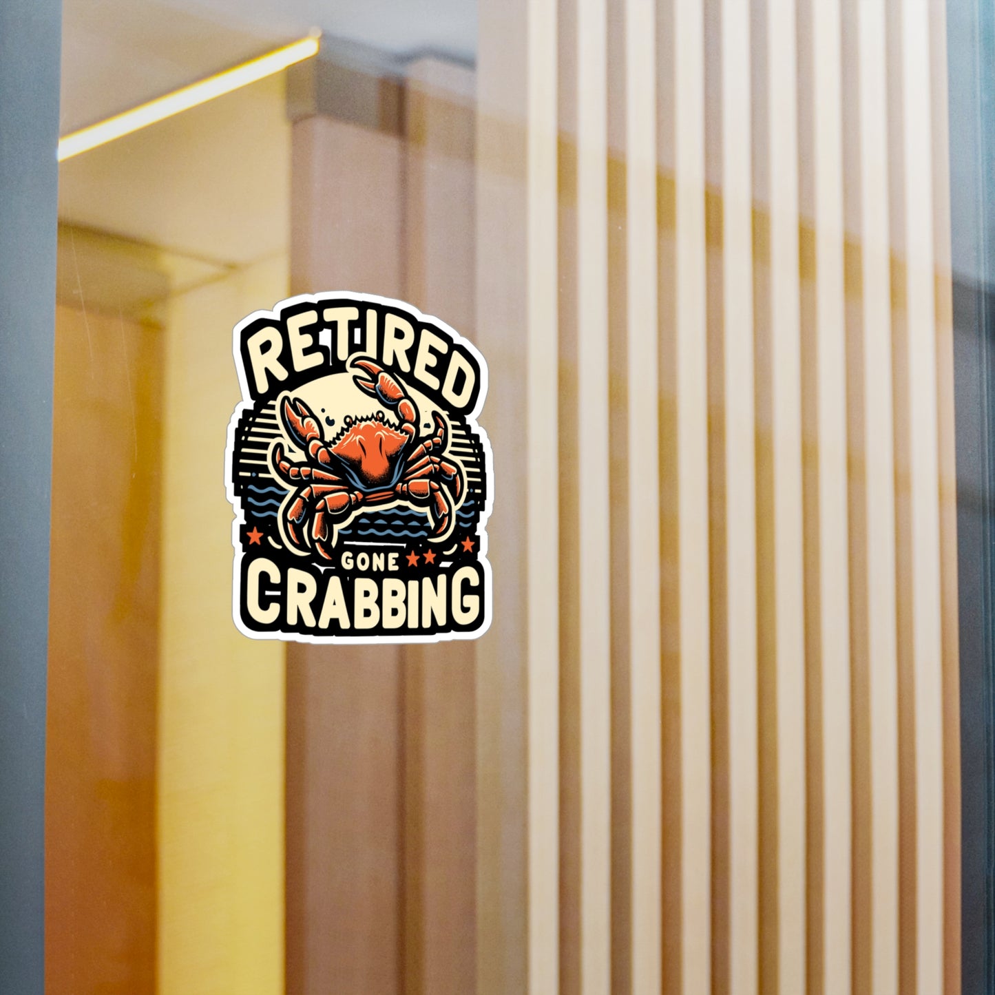 Retired Gone Crabbing - Crab Sticker for Laptop Sticker. Water Bottle Sticker, Vinyl Crabbing Decal - Crab Gift