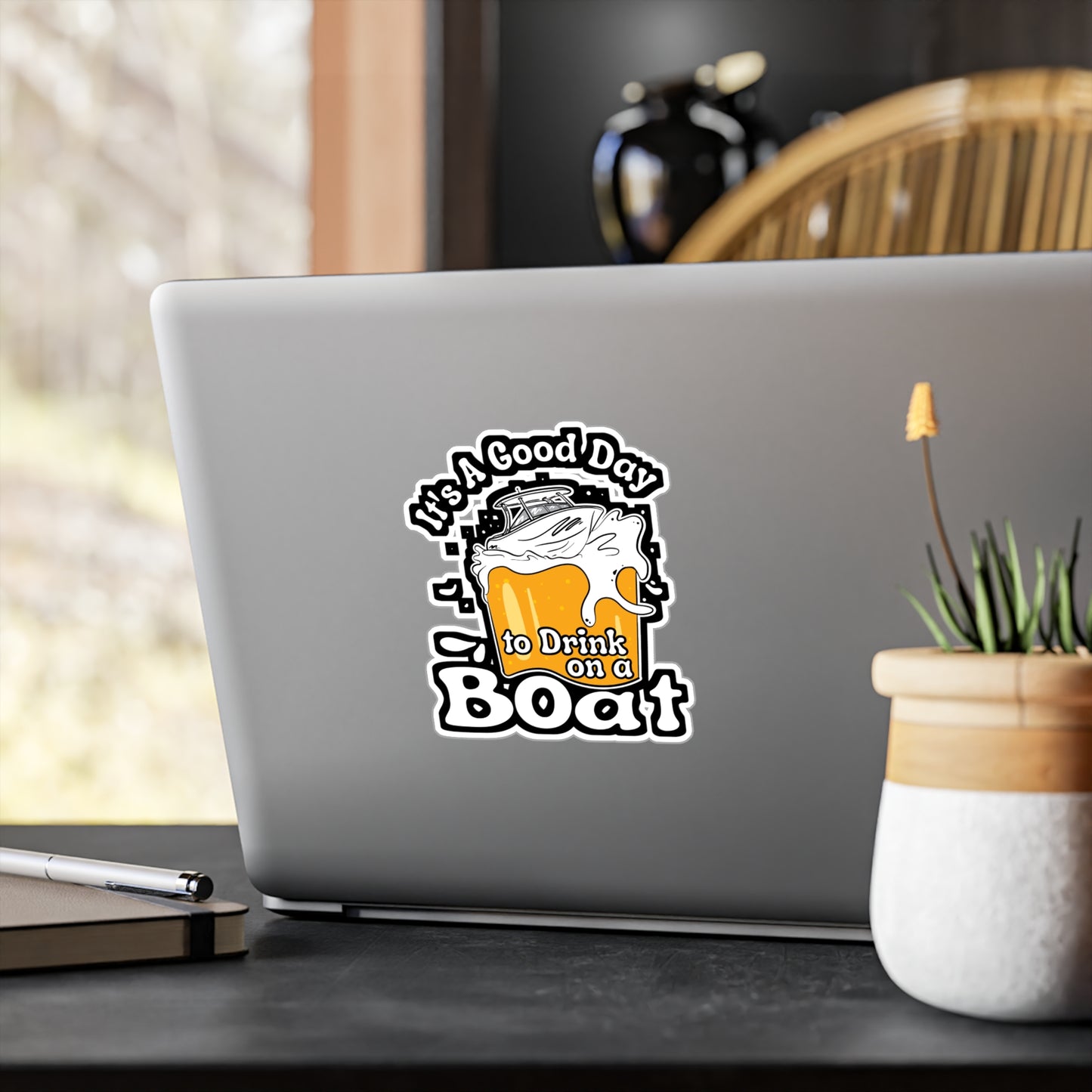 Drink On A Boat - Boating Sticker for Laptop Sticker. Water Bottle Sticker, Vinyl Pontooning Decal - Boating Gift