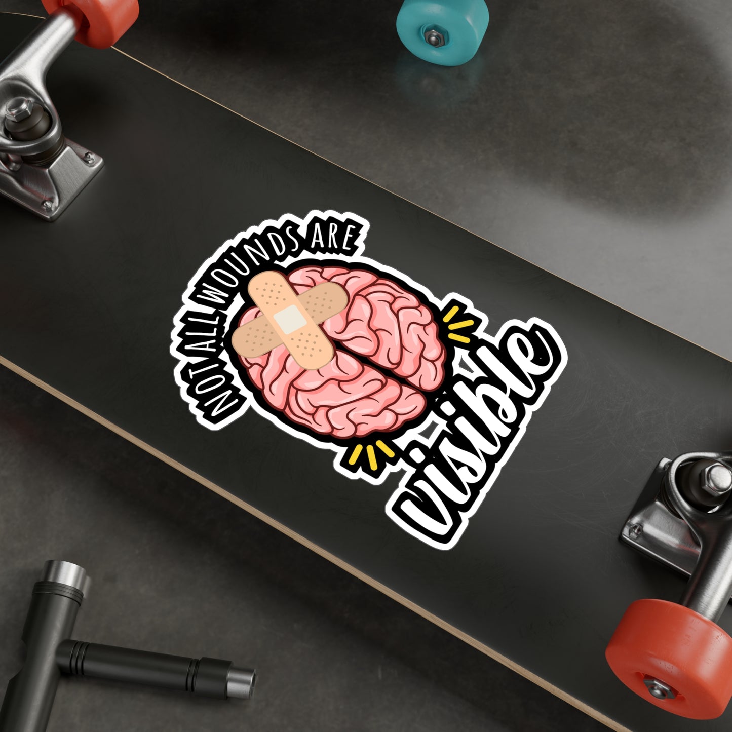 Not All Wounds Are Visible - Brain-surgery Sticker for Laptop Sticker. Water Bottle Sticker, Vinyl Skull Decal - Brain-surgery Gift