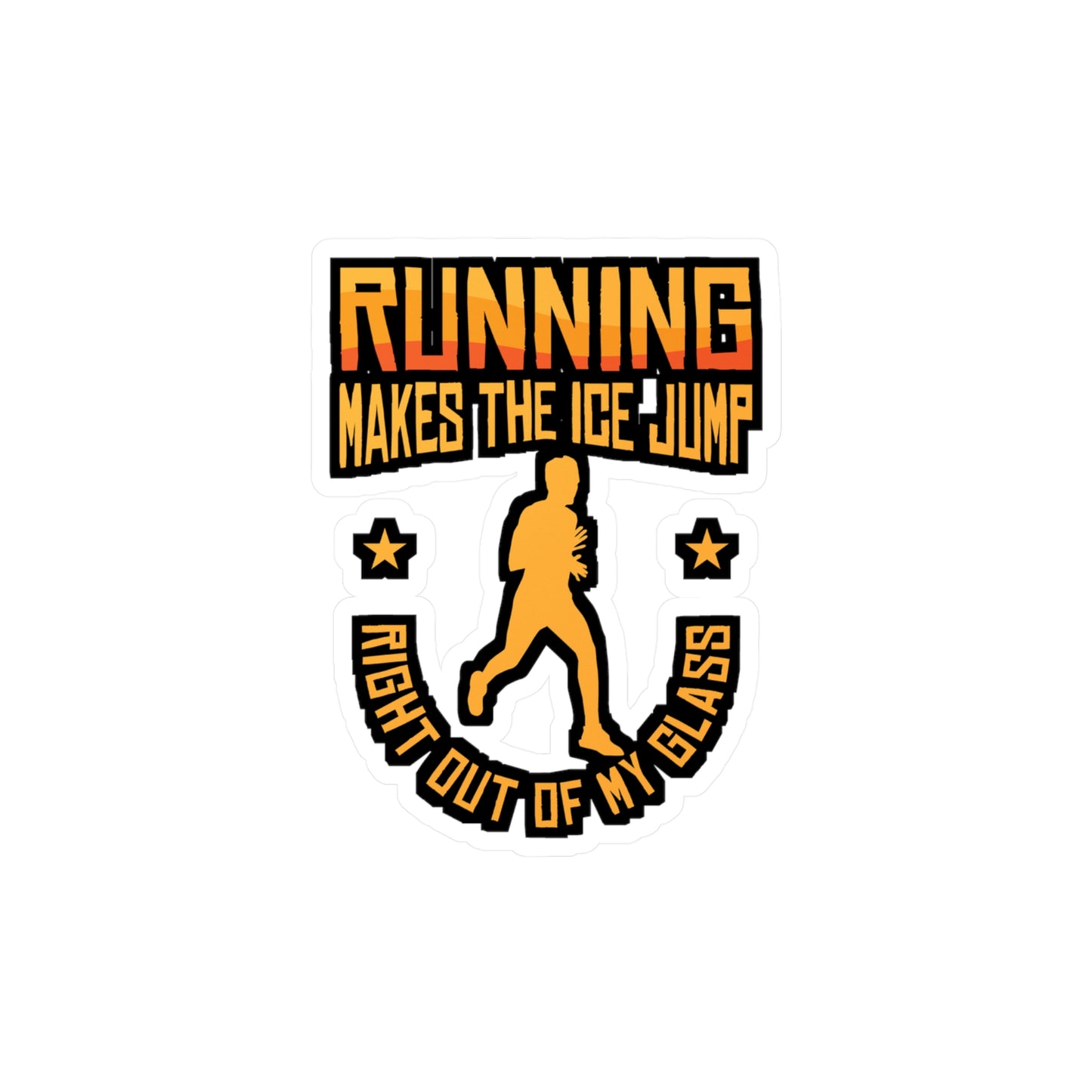 Running Makes The Ice Jump - Marathon Sticker for Laptop Sticker. Water Bottle Sticker, Vinyl Running Decal - Marathon Gift