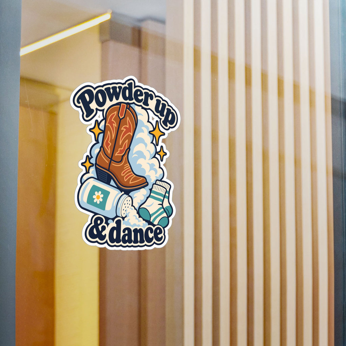 Line Dance Sticker - Powder Up & Dance, Western Dancer Design Inspired by Country Life, Decals for Laptop or Water Bottle