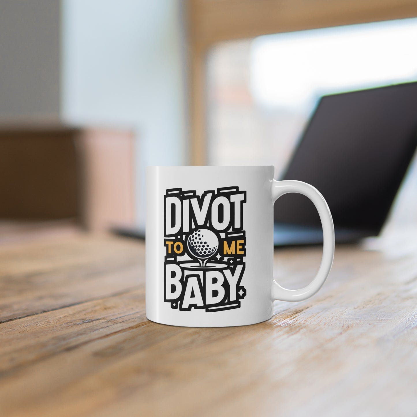 Divot To Me Baby - Golf Mug for Coffee 11oz. Golf Cup, White ceramic, Golfer Mug, Hole Tea Cup - Golf Gift