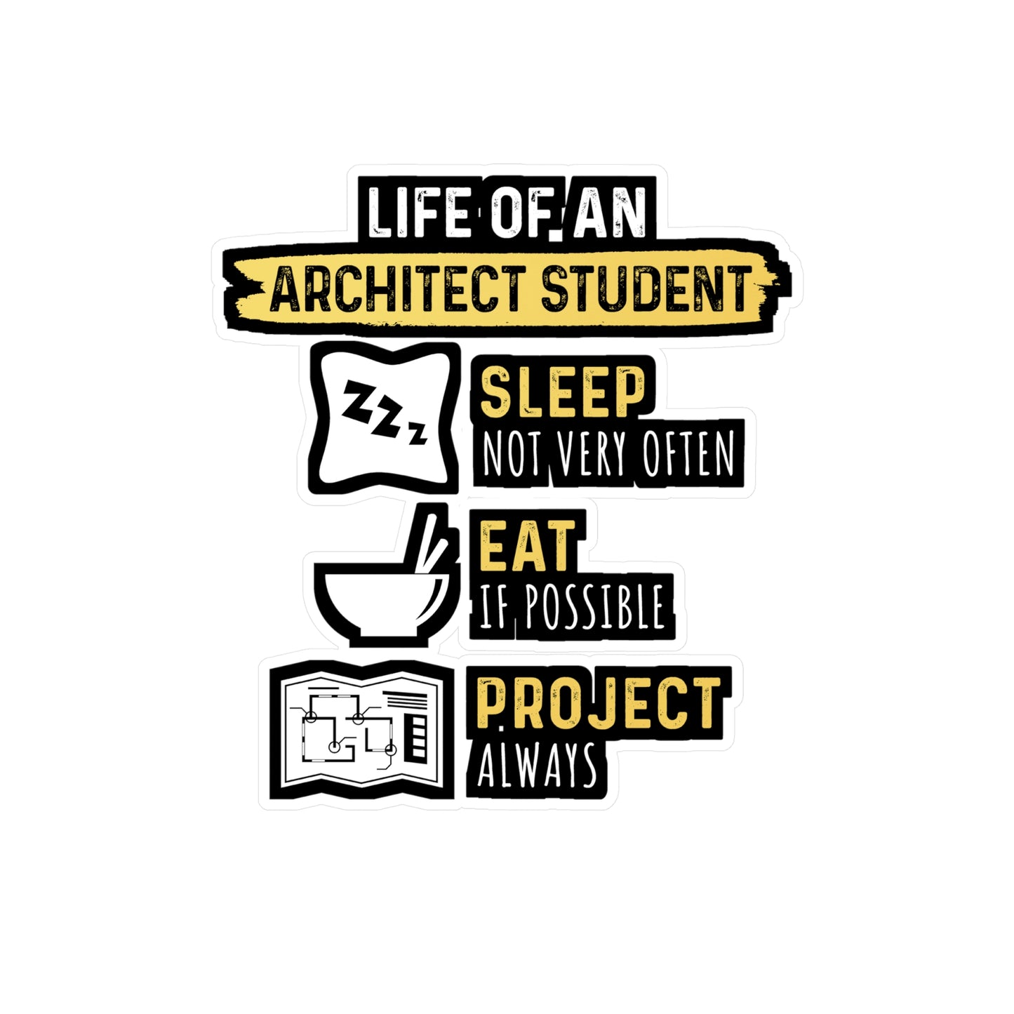Life of An Architect Student - Architecture Sticker for Laptop Sticker. Water Bottle Sticker, Vinyl Studio Decal - Architecture Gift
