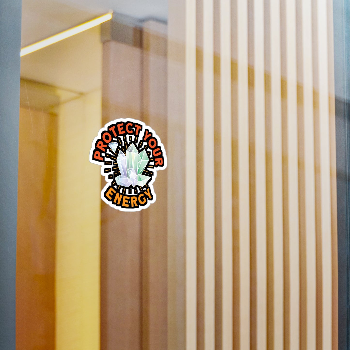 Protect Your Energy - Crystals Sticker for Laptop Sticker. Water Bottle Sticker, Vinyl Gemstones Decal - Crystals Gift