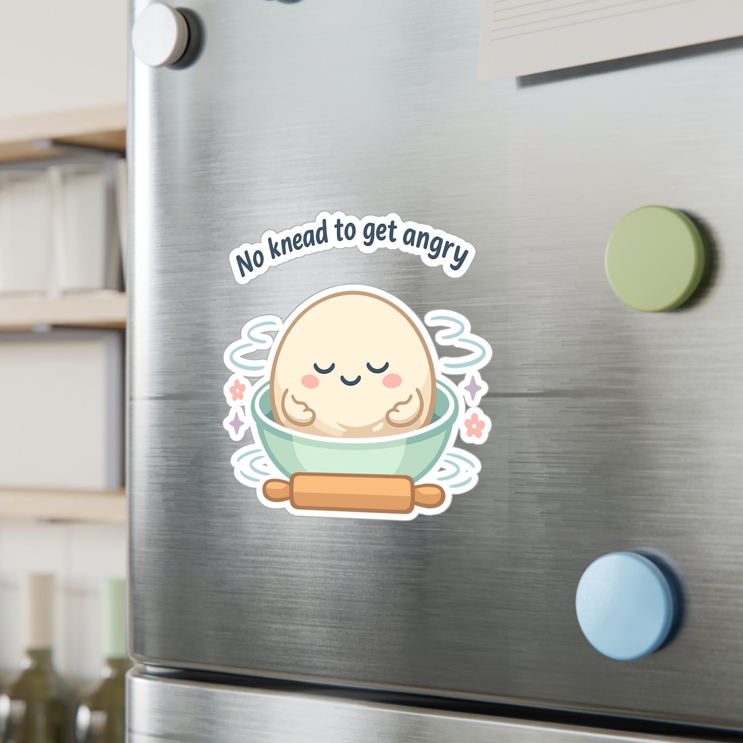 Baking Sticker 'No knead to get angry' funny sourdough baker soggy dough humor waterproof vinyl decals for Laptop Water Bottle
