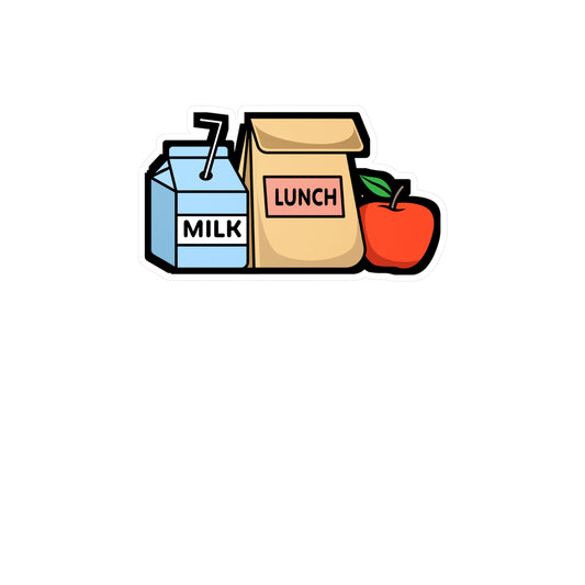 Lunch Milk Apple - Cafeteria Sticker for Laptop Sticker. Water Bottle Sticker, Vinyl Feeding Decal - Cafeteria Gift