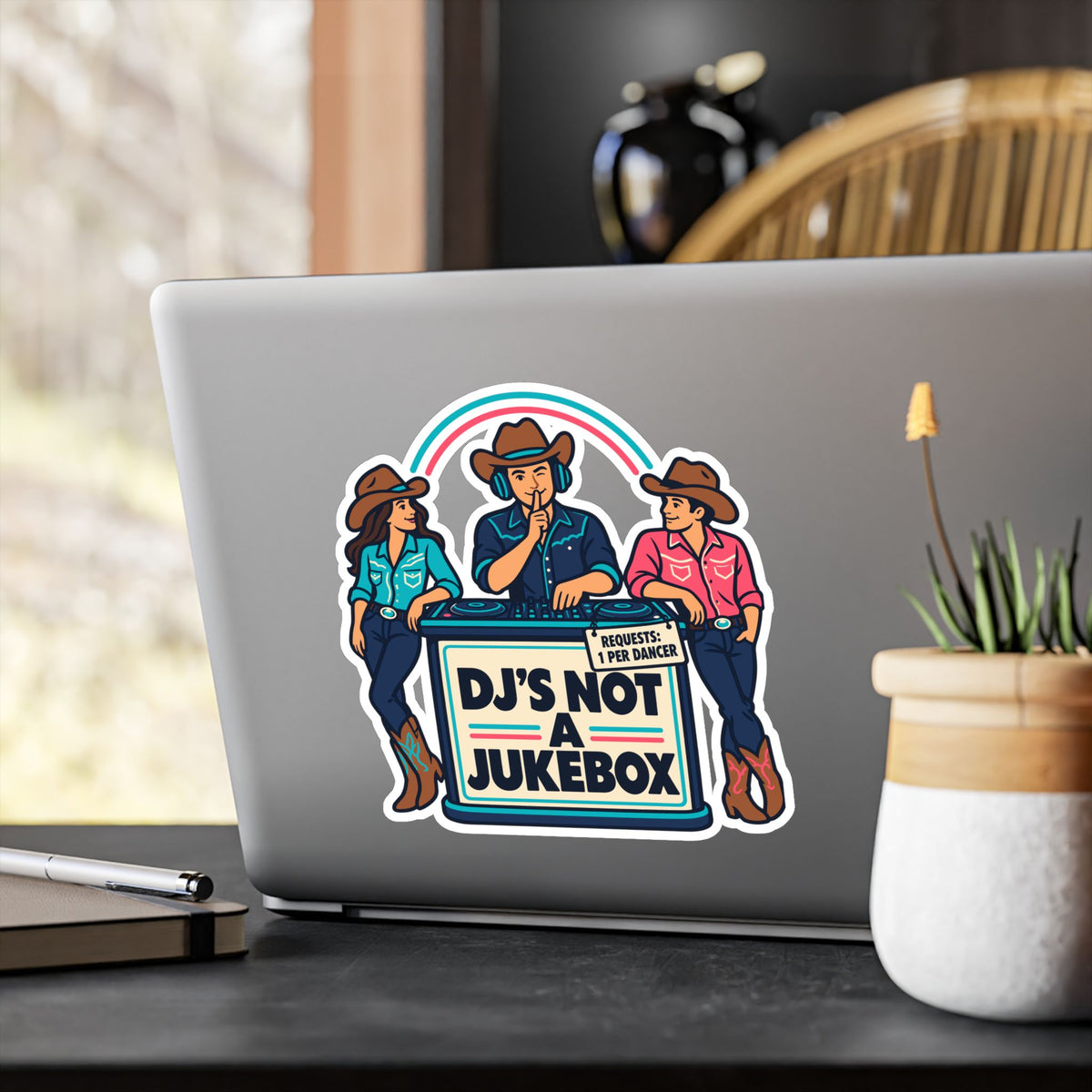 Line Dance Sticker – DJ’s Not a Jukebox, Western Decals for Country Dancers, Laptops and Water Bottles