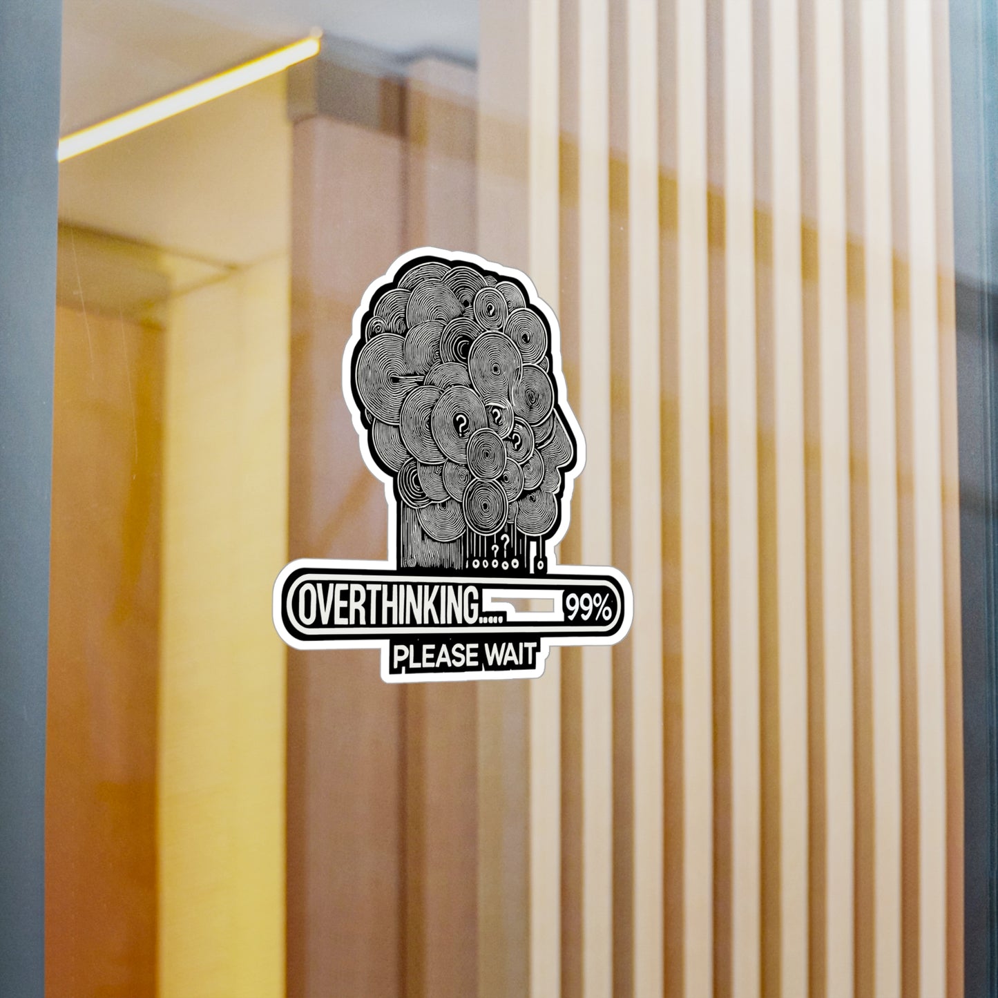 Overthinking Please Wait – Anxiety Sticker for Laptop or Water Bottle | Vinyl Mental Health Decal, Panic Gift Idea