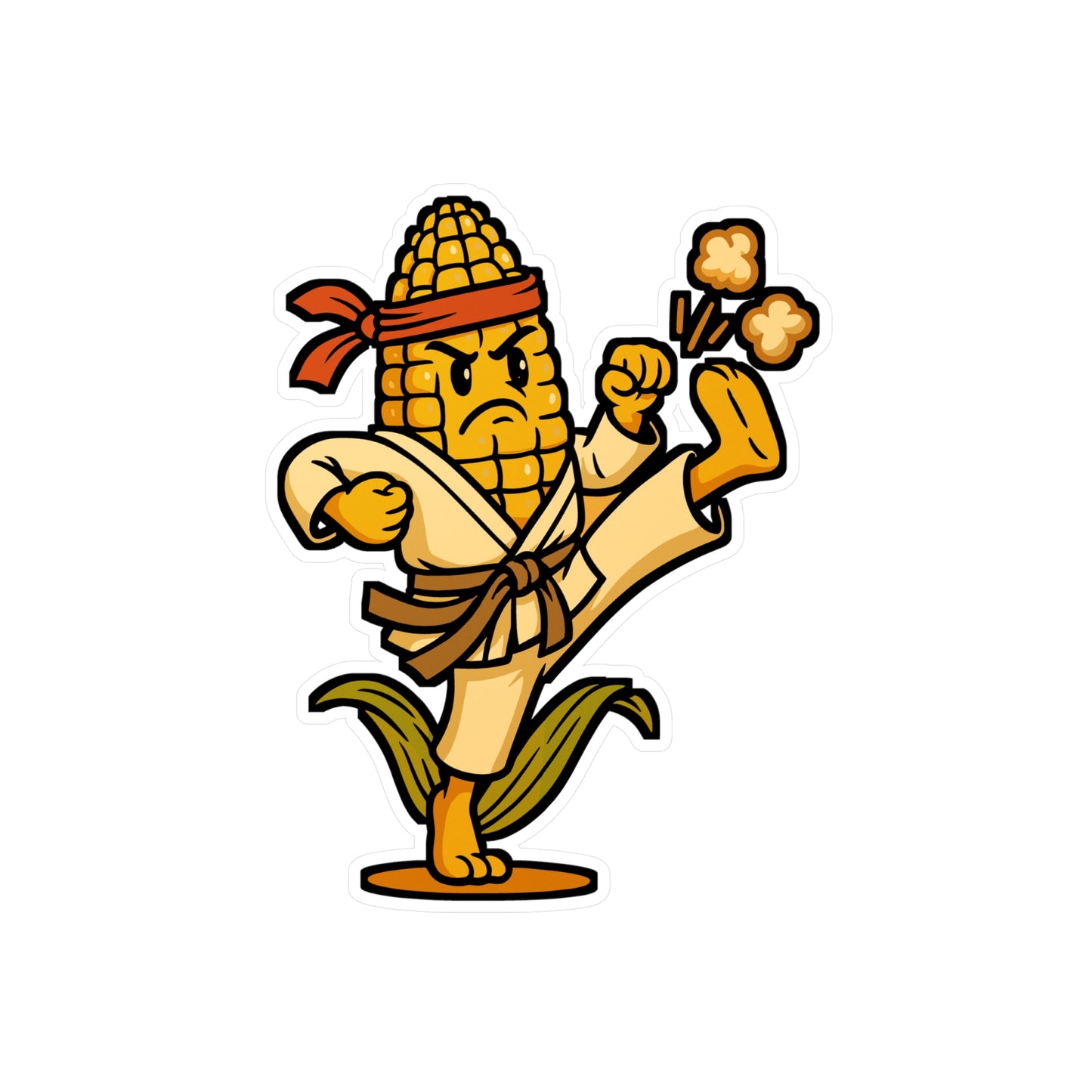 Karate Corn - Karate Sticker for Laptop, Water Bottle - Funny Gift for Martial Arts Fans, Kids, Teens, Boys, Girls