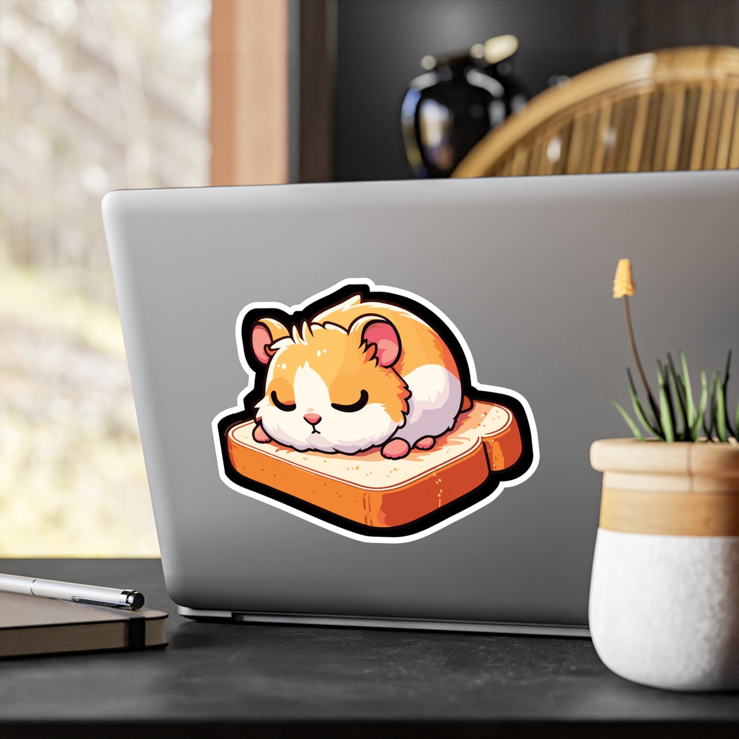 Hamster Sleeping on Toast - Hamster Sticker for Laptop Sticker. Water Bottle Sticker, Vinyl Toast Decal - Hamster Gift
