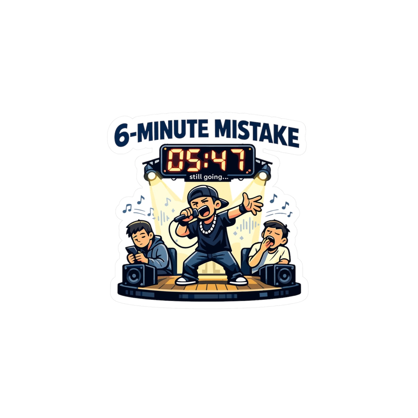 Karaoke Sticker "6-minute mistake" Funny Decals for Laptop or Water Bottle, Waterproof Vinyl Music Beer Booze Design