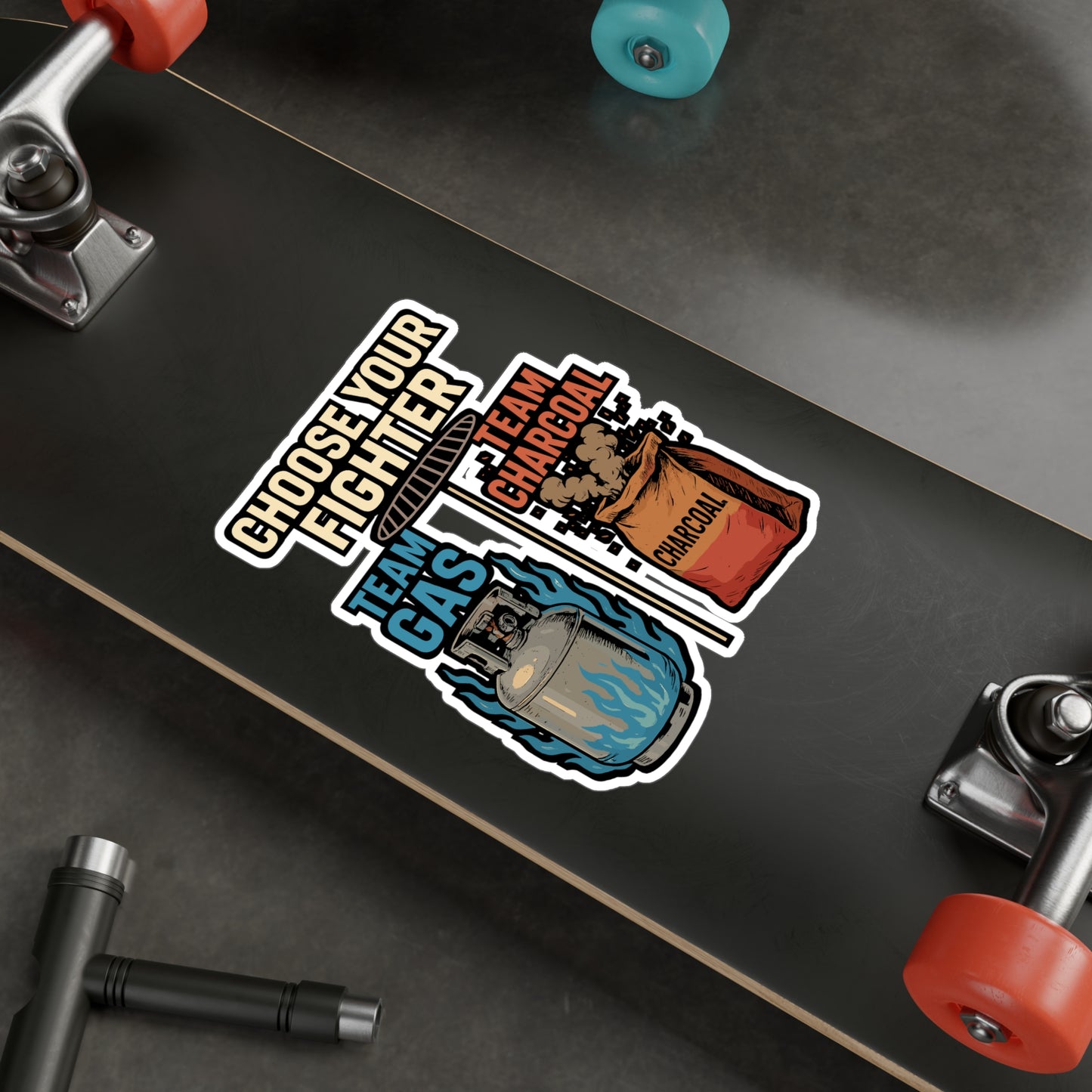 Propane Sticker Decals – Team Gas Team Charcoal Choose Your Fighter Design for Barbecue, Grilling – Waterproof Vinyl for Laptop, Water Bottle