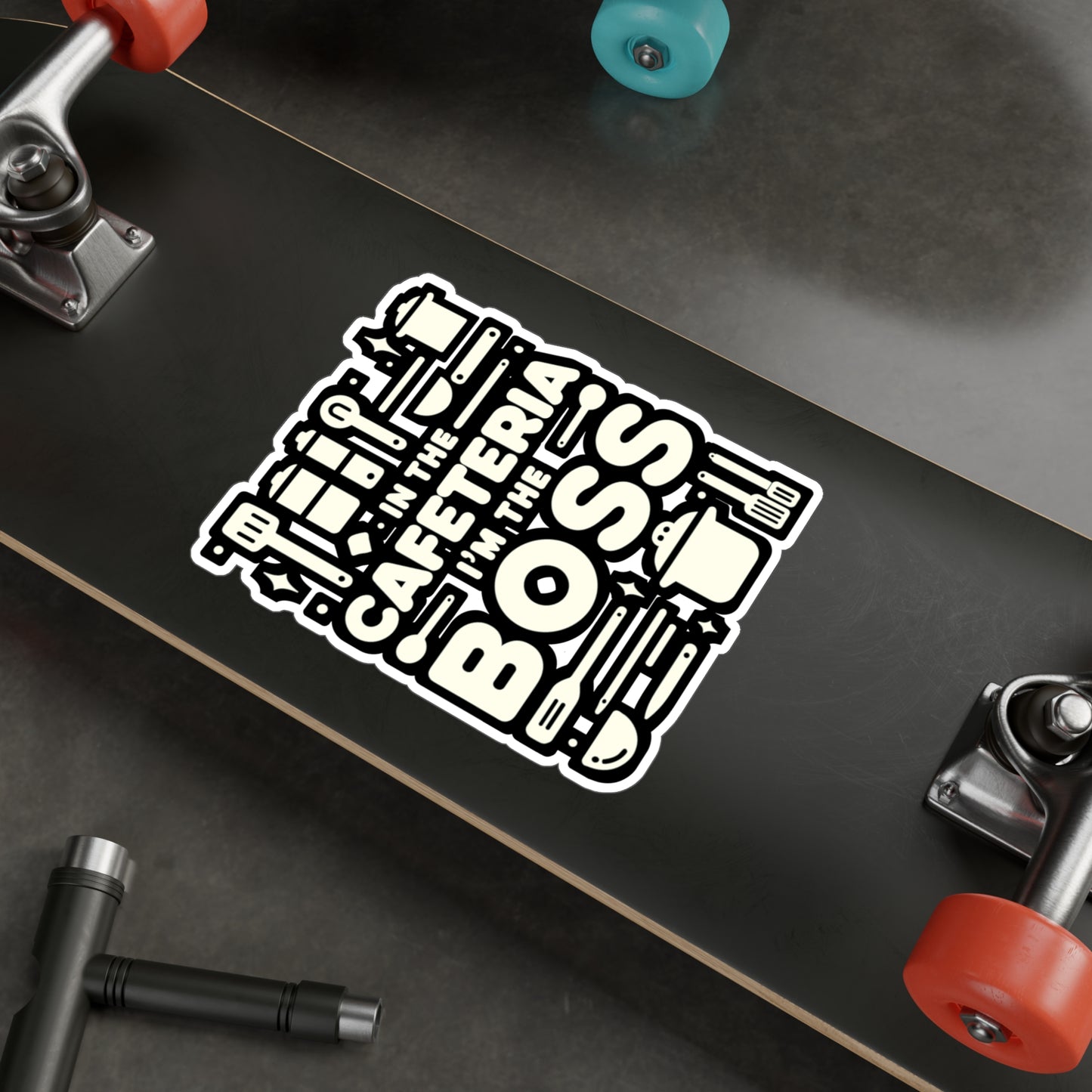 In the cafeteria, I'm the boss - Lunch lady Sticker for Laptop Sticker. Water Bottle Sticker, Vinyl Lunch Decal - Lunch lady Gift