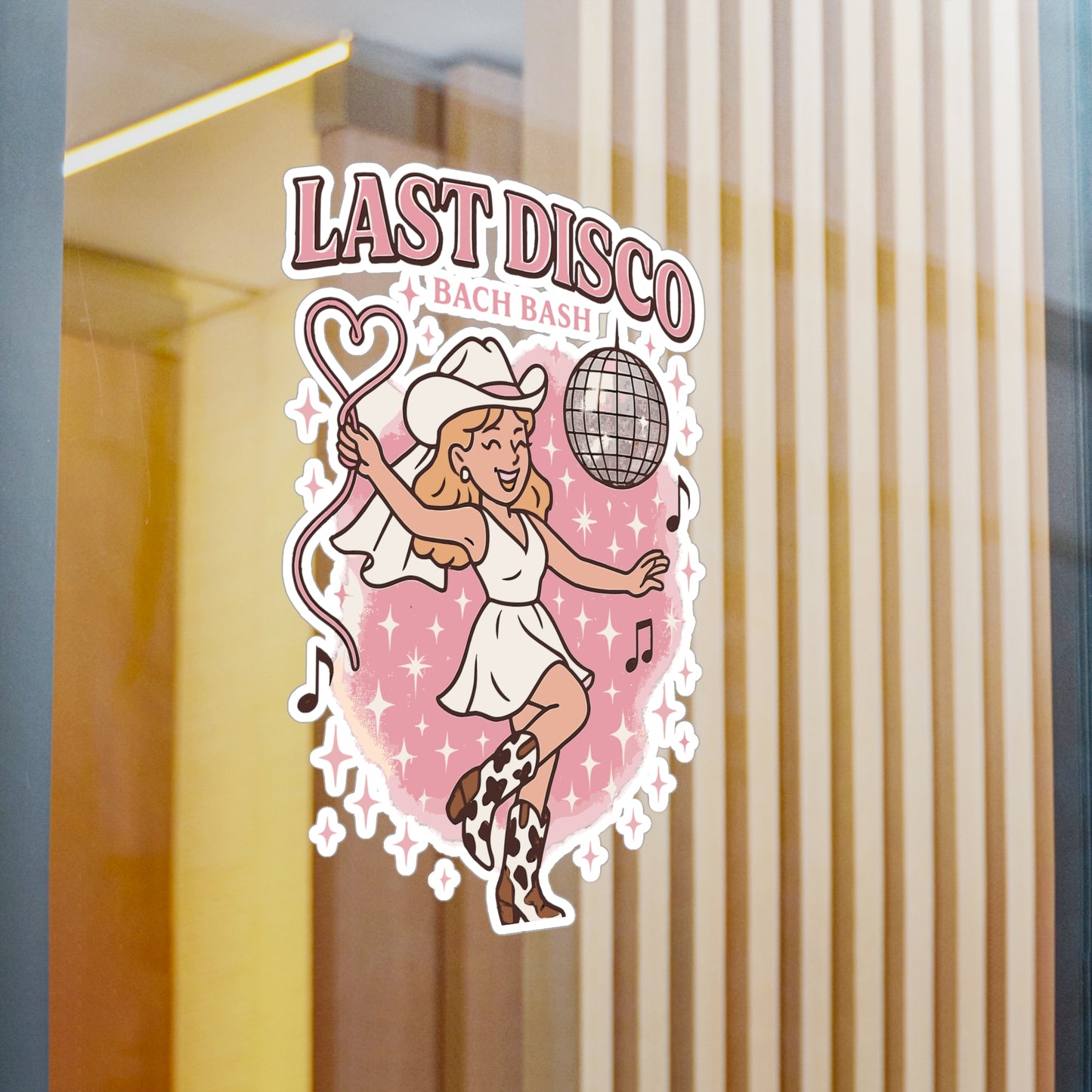 Disco Sticker Decals – Disco Cowgirl Bachelorette Bride Lasso Design, Waterproof Vinyl for Laptop, Water Bottle