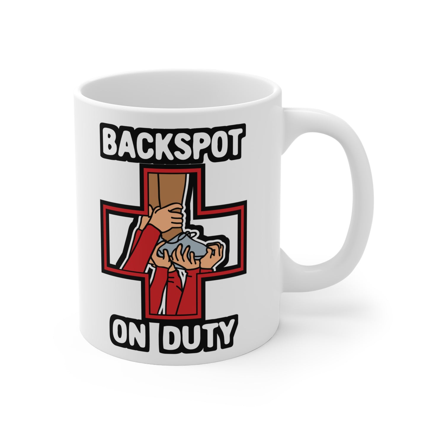 Backspot On Duty - Cheerleader Mug for Coffee 11oz. Cheerleader Cup, White ceramic, Stadium Mug, Dance Tea Cup - Cheerleader Gift