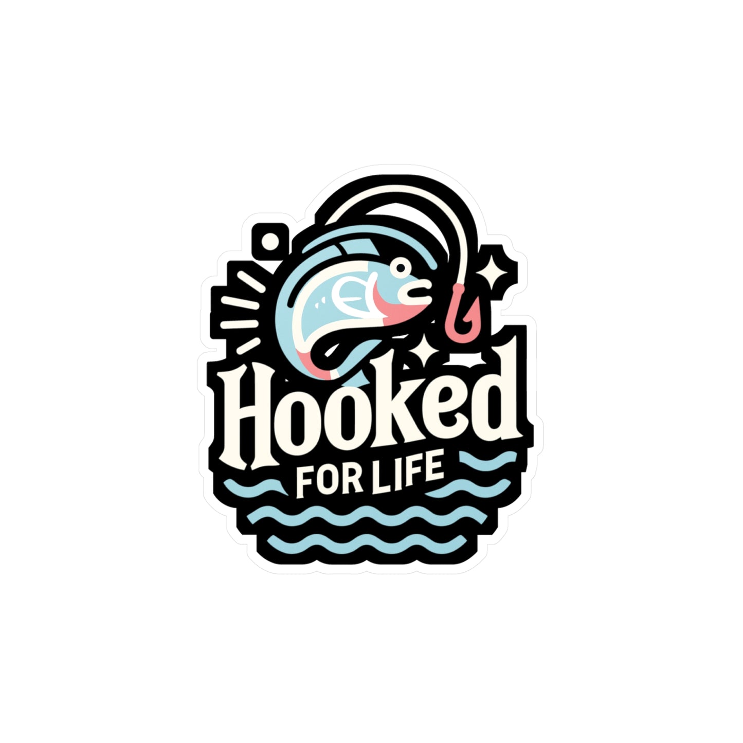 Hooked for life - Fishing Sticker for Car Window Laptop Sticker. Water Bottle Sticker, Vinyl Angling Decal, Lake Sticker - Fishing Gift