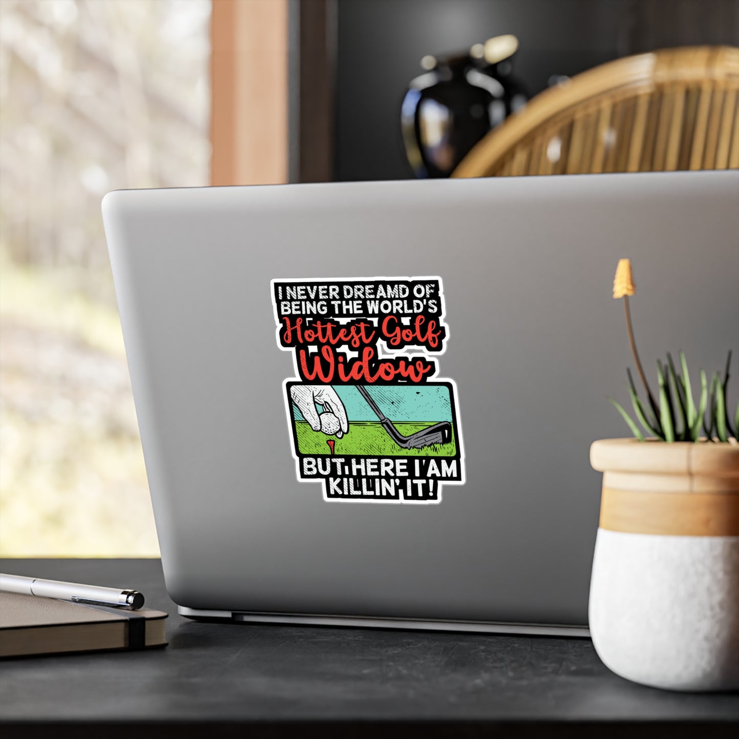 Hottest Golf Widow - Golf Sticker for Car Window Laptop Sticker. Water Bottle Sticker, Vinyl Golfer Decal, Wife Sticker - Golf Gift