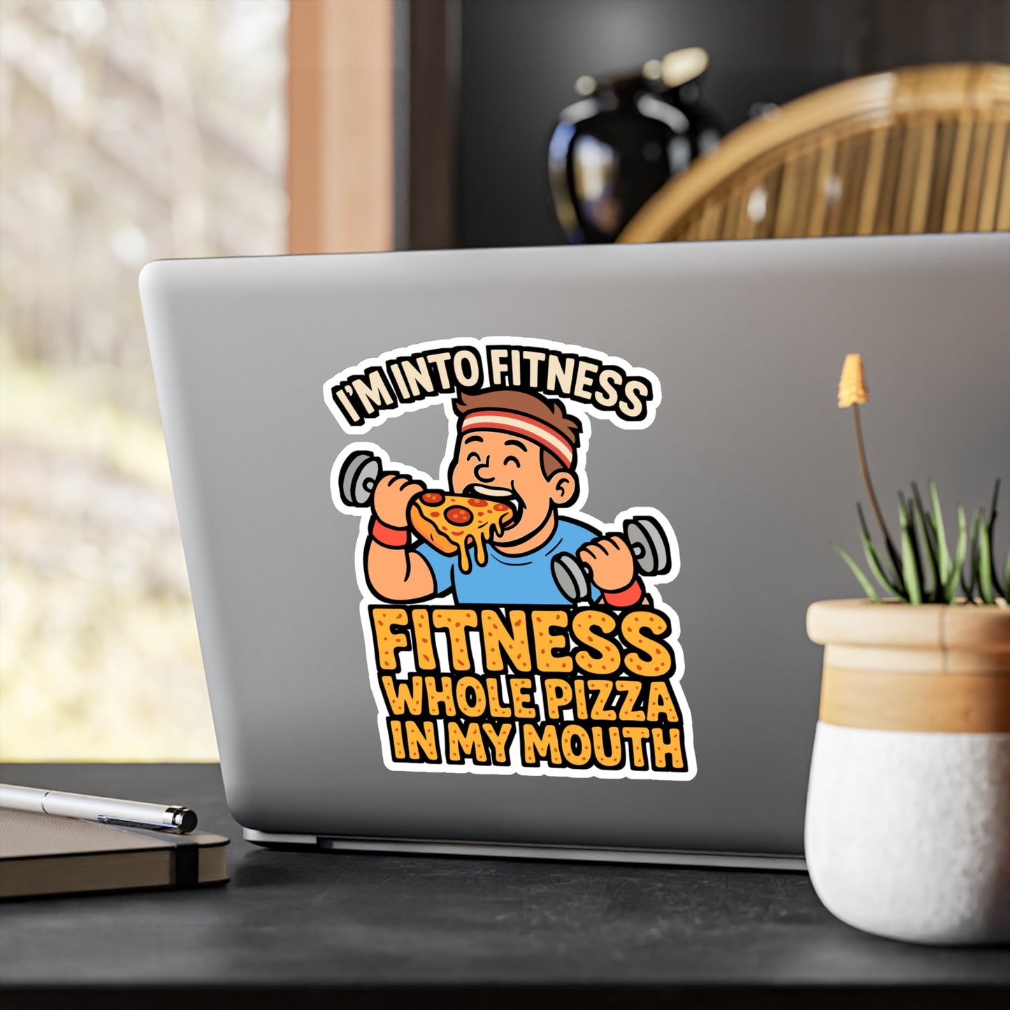 I'm Into Fitness – Funny Pizza Sticker for Laptop or Water Bottle | Vinyl Decal, Gym Humor, Food Lover Gift