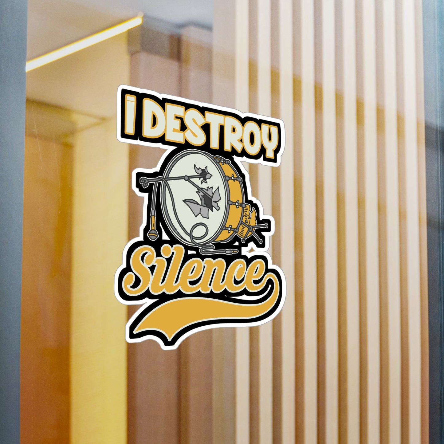 I Destroy Silence - Drums Sticker for Car Window Laptop Sticker. Water Bottle Sticker, Vinyl Drummer Decal, Drum kit Sticker - Drums Gift