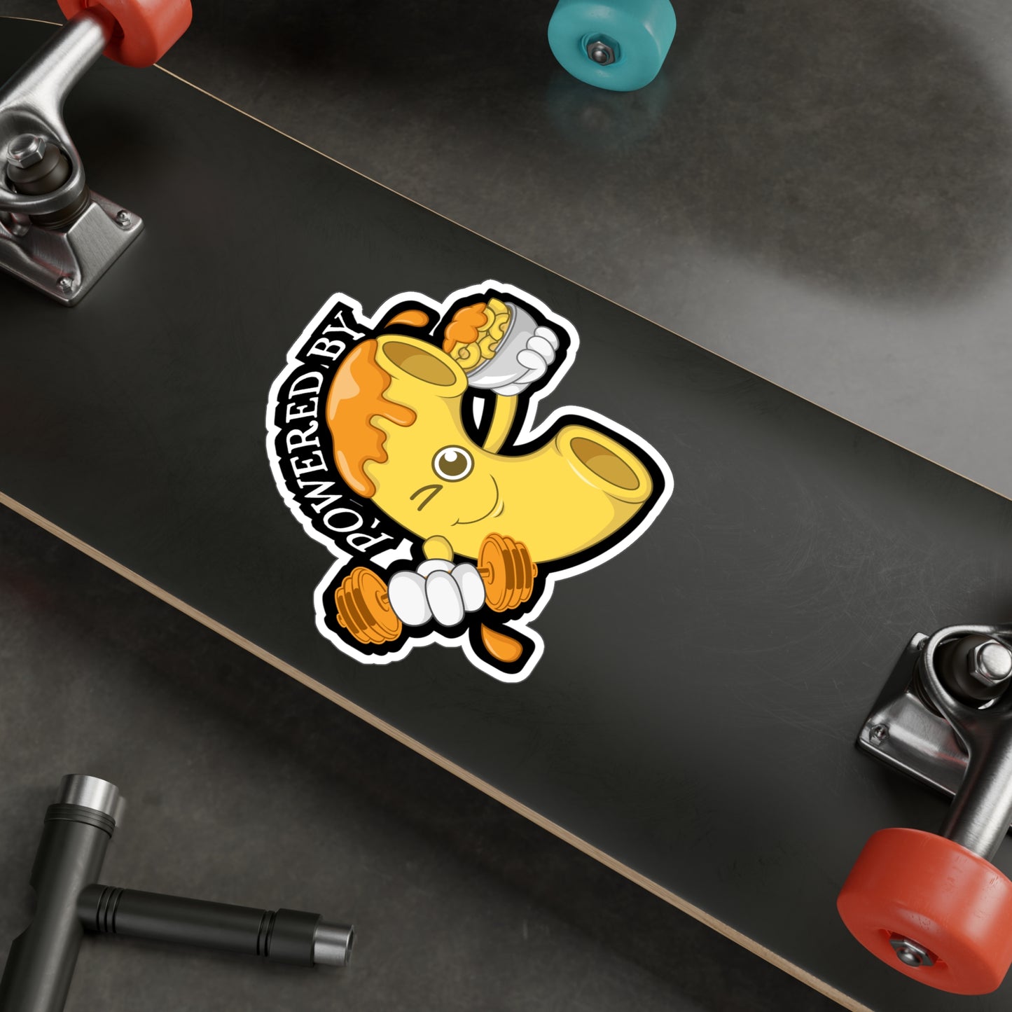 Mac & Cheese Powered By - Macaroni Sticker for Laptop Sticker. Water Bottle Sticker, Vinyl Mac Decal - Macaroni Gift
