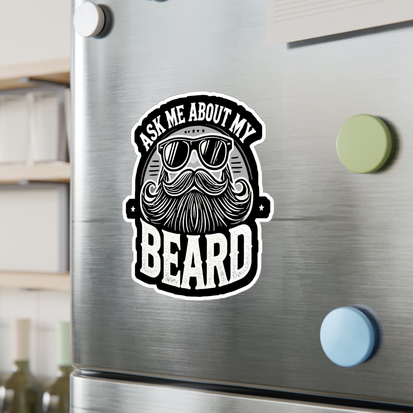 Ask Me About My Beard - Beard Sticker for Laptop Sticker. Water Bottle Sticker, Vinyl Bearded Decal - Beard Gift