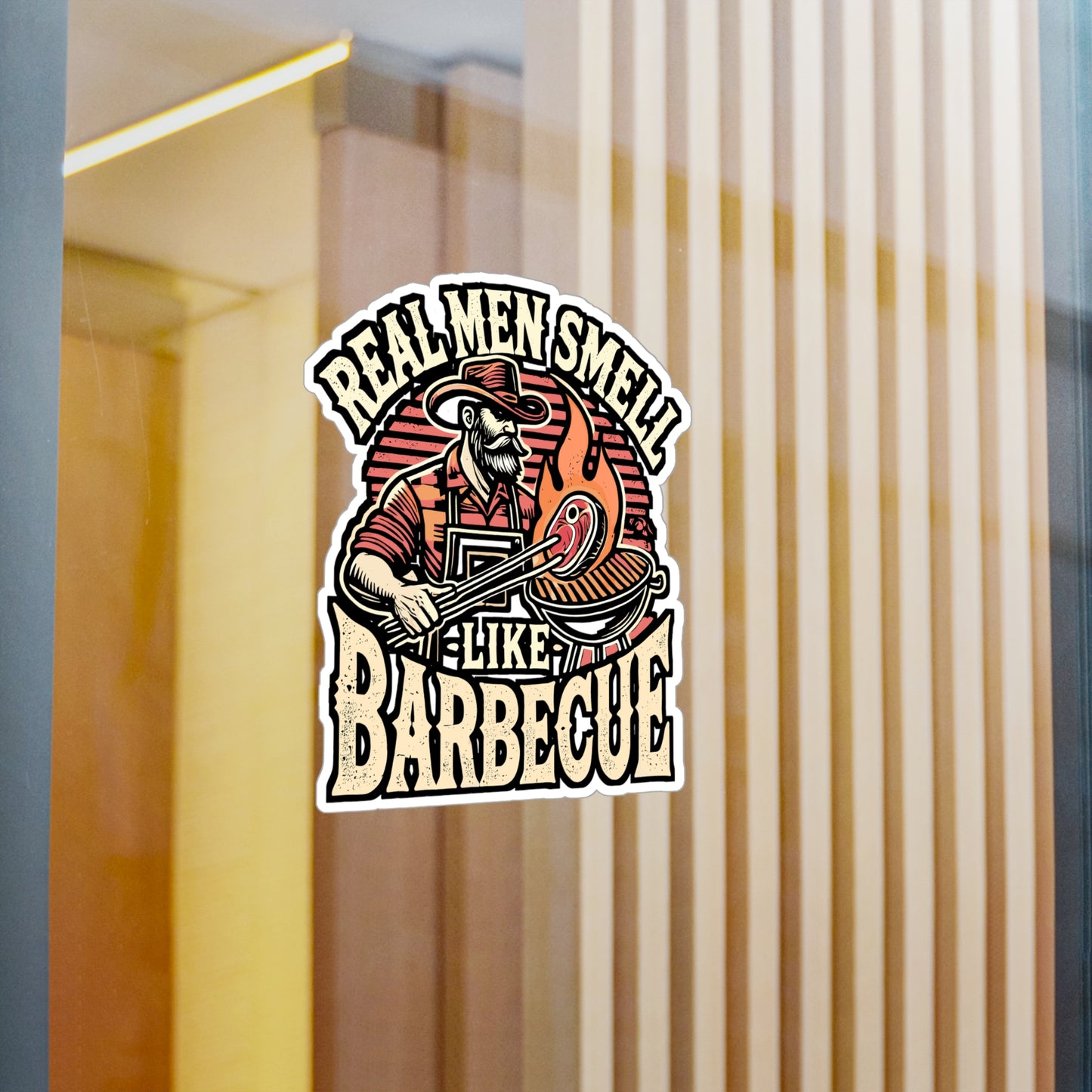 Real Men Smell Like Barbecue – BBQ Sticker for Laptop or Water Bottle | Vinyl Griddler Decal | BBQ Gift for Grill Lovers