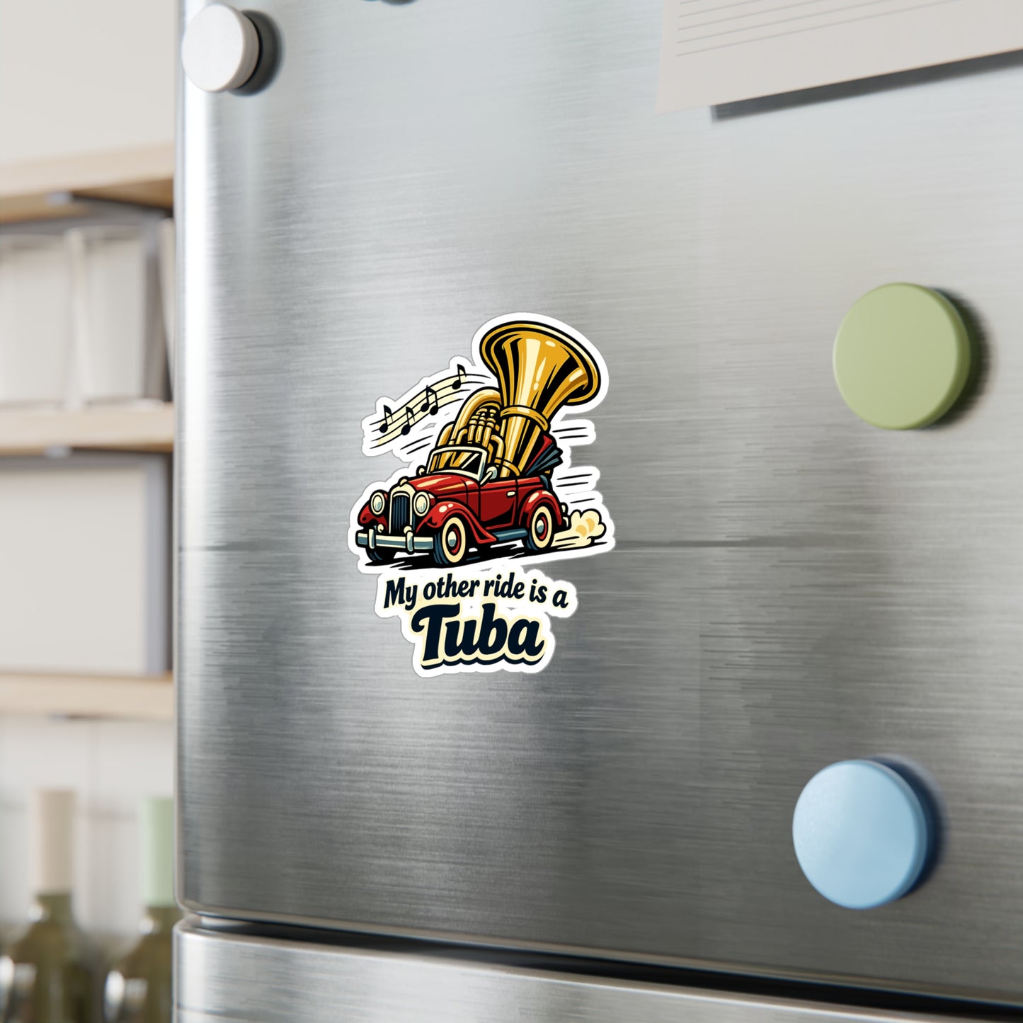 Marching Band Sticker My other ride is a Tuba – Waterproof Vinyl decals for Laptop or Water Bottle, drummer band director mellophone