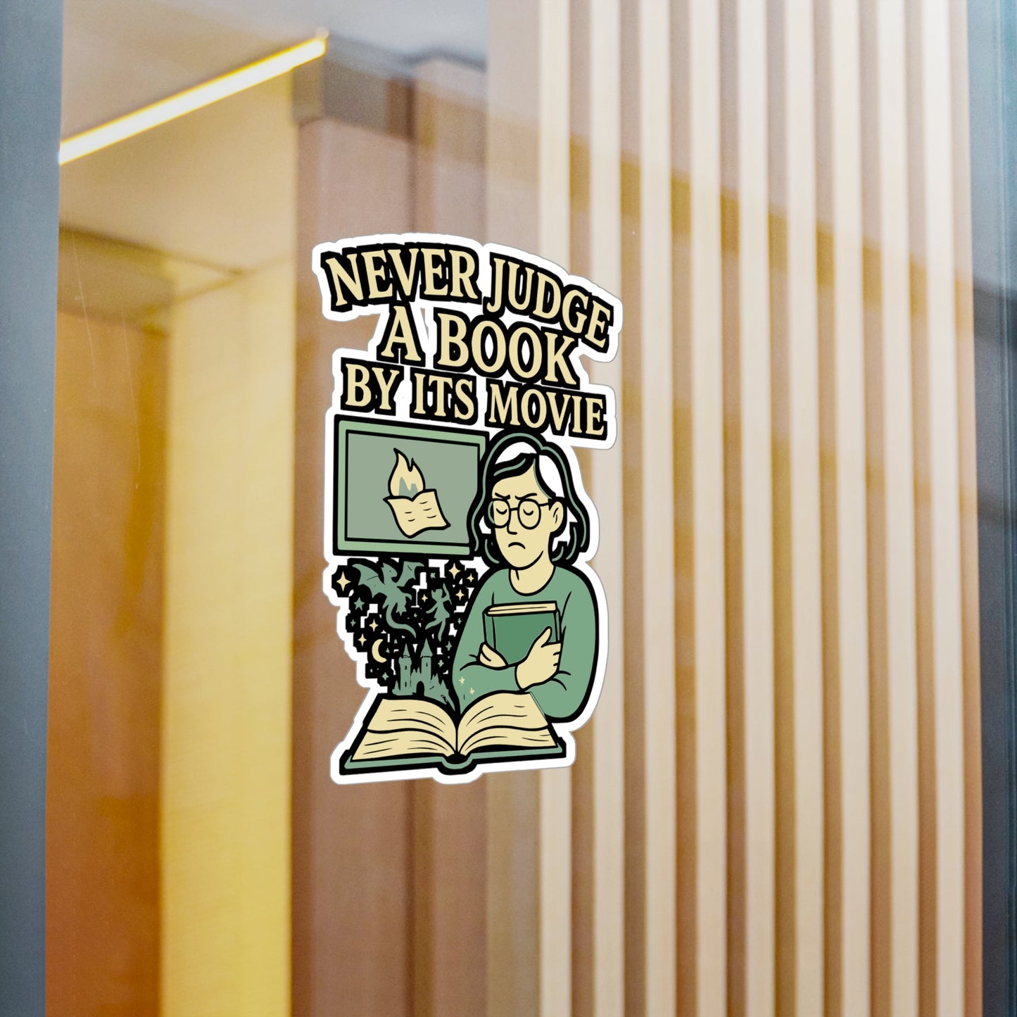 Reading Sticker – Never Judge a Book by Its Movie Vinyl Decals for Laptop, Water Bottle, Books, Literature Lovers, Waterproof Literary Accessory