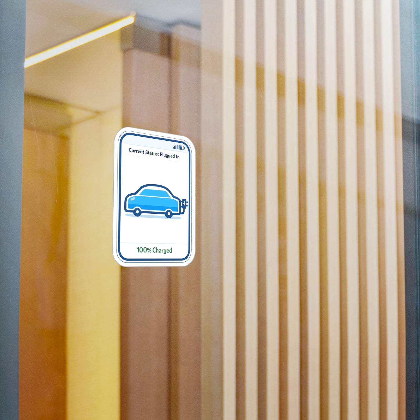 Electric Car Sticker "Current Status: Plugged In" – Waterproof Vinyl decals for Laptop, Water Bottle, Electric Vehicle Rechargeable Battery
