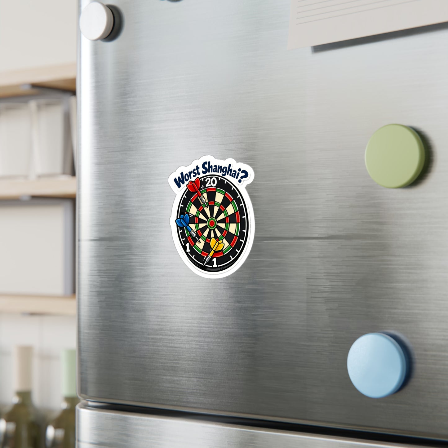 Dart Sticker "Worst Shanghai?" Funny Dartboard Drinking Team Arrow Design Vinyl Waterproof Decals for Laptop Water Bottle