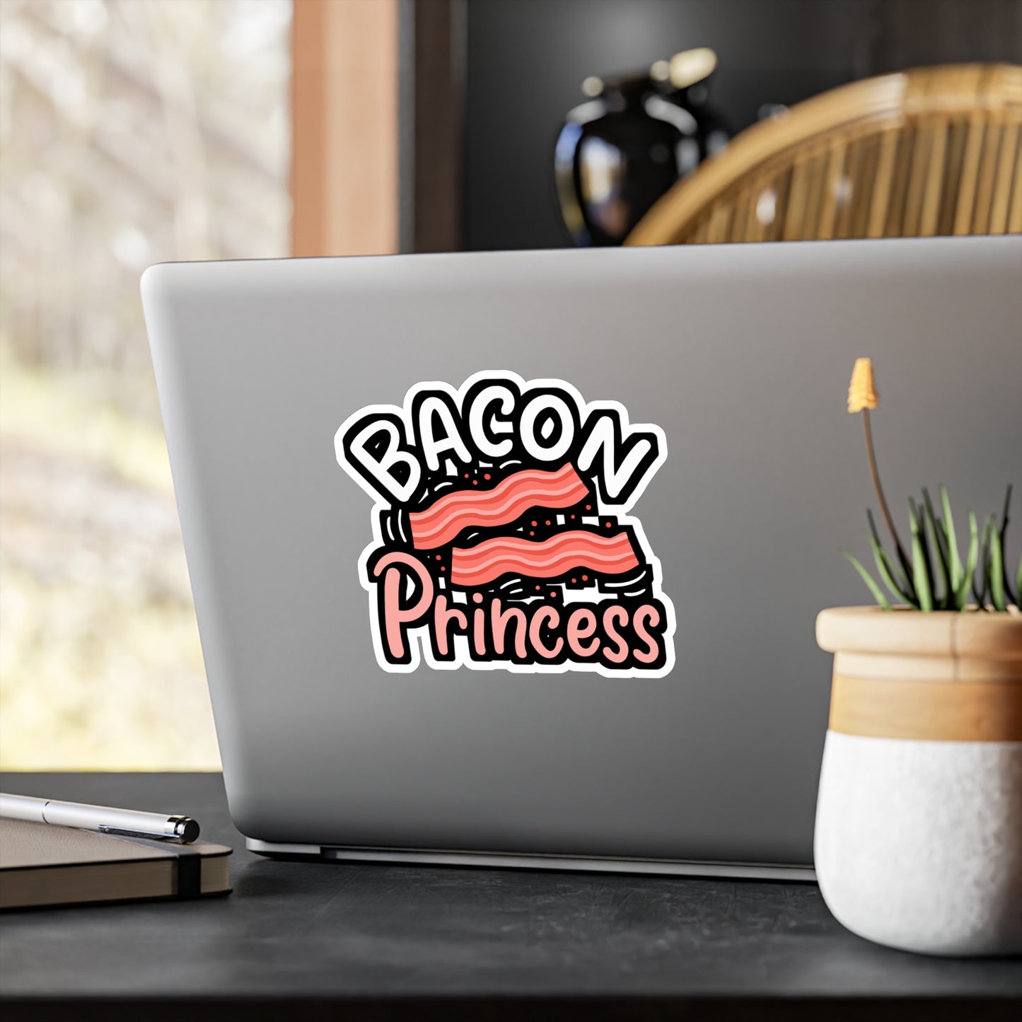 Bacon Princess | Bacon Sticker | Lard Vinyl Sticker | Strips Laptop Sticker | Bacon Gift | Lard Gift