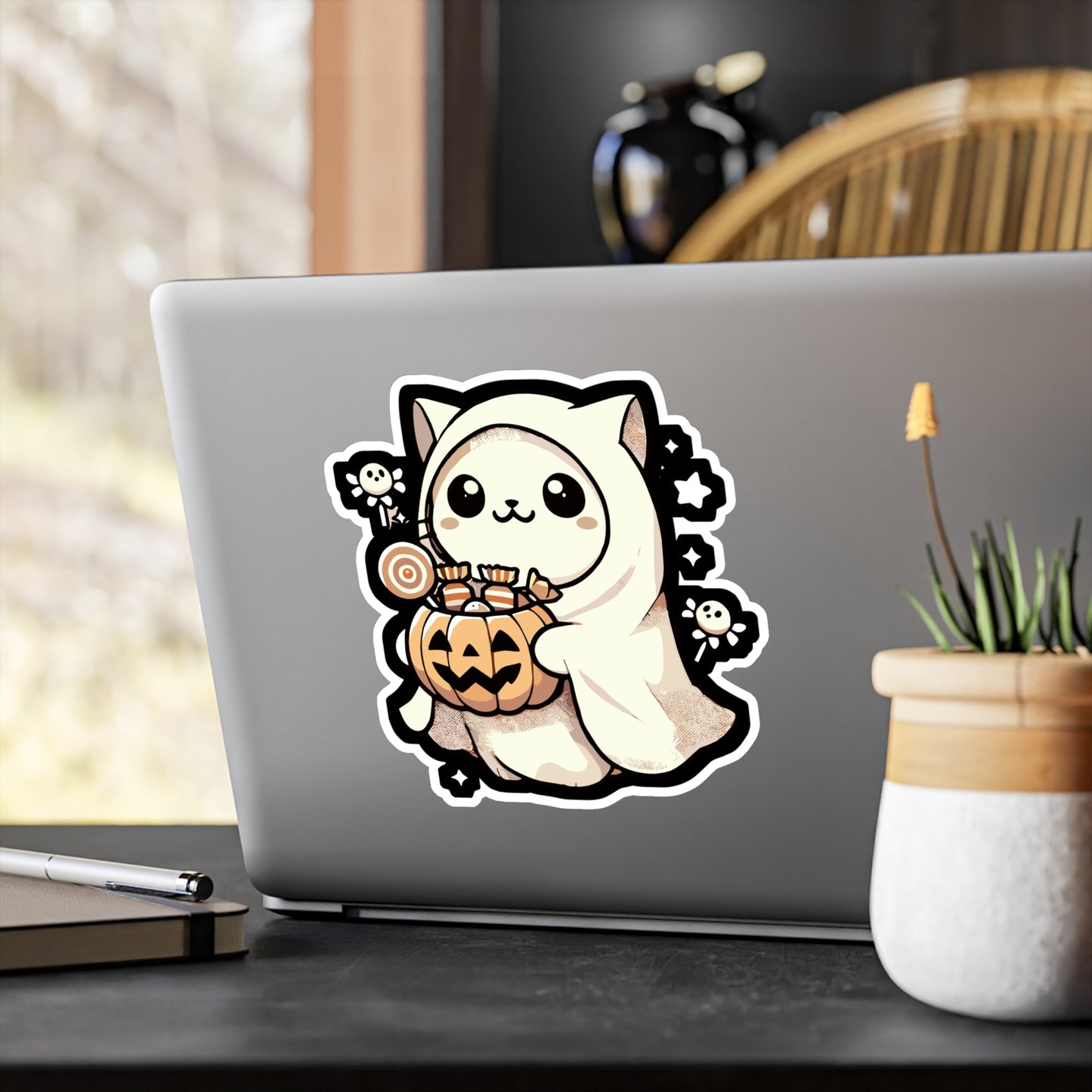 Ghost Halloween Costume Sweets - Halloween Sticker for Laptop Sticker. Water Bottle Sticker, Vinyl Ghost Decal - Halloween Gift