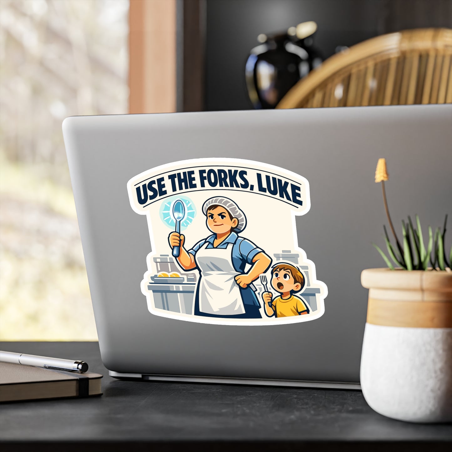 Lunch Lady Sticker Use the Forks, Luke Funny School Canteen Vinyl Waterproof sticker decals for Laptop Water Bottle