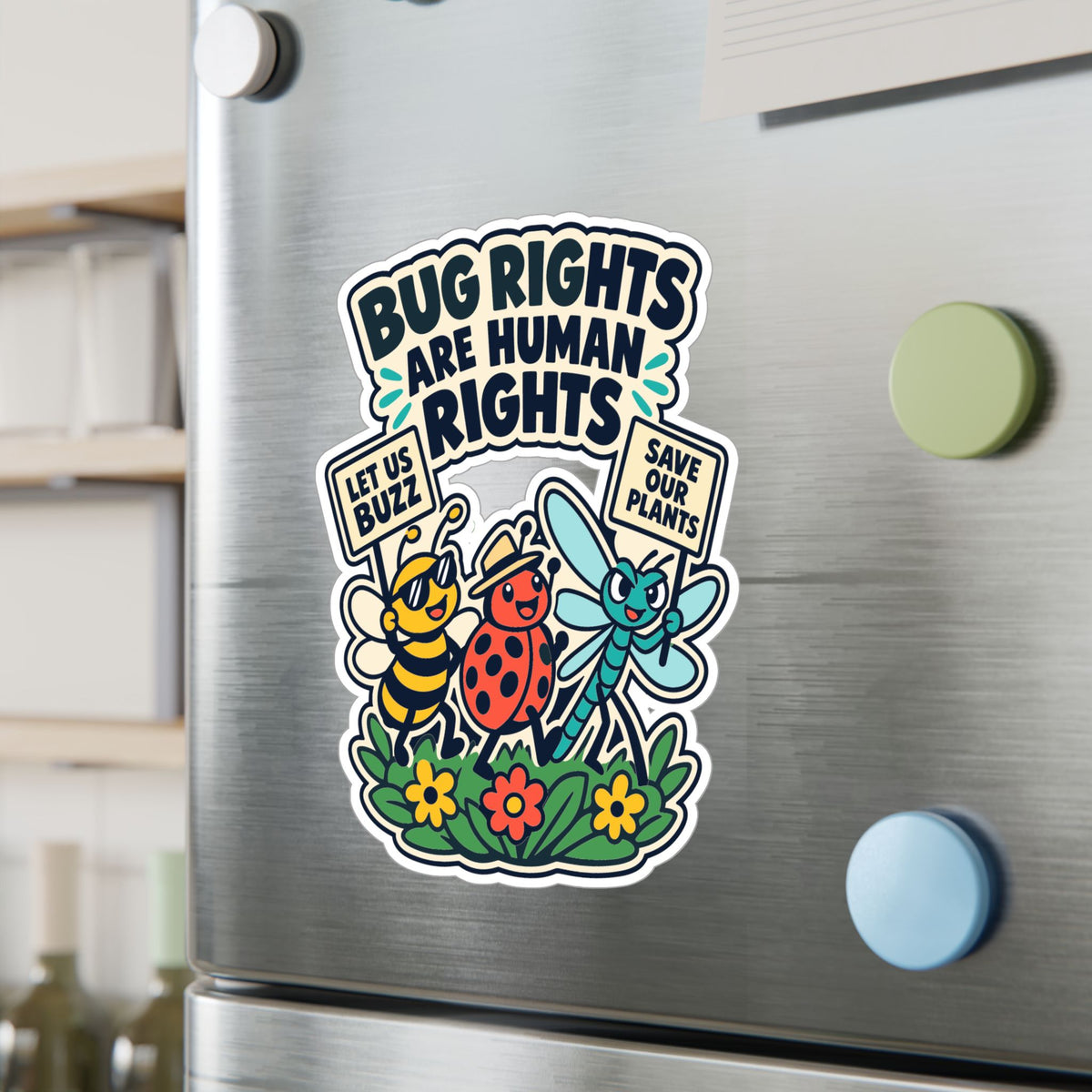 Plants Sticker – Bug Rights Are Human Rights, Dandelion Design for Nature and Friendship Lovers, decals for Laptop or Water Bottle
