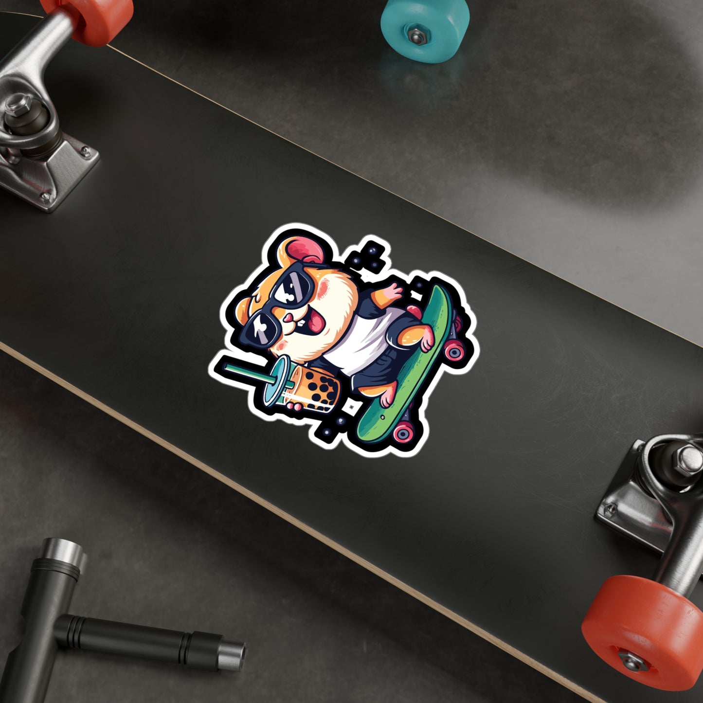 Skateboard Hamster - Hamster Sticker for Car Laptop Sticker. Water Bottle Sticker, Vinyl Skateboard Decal - Hamster Gift