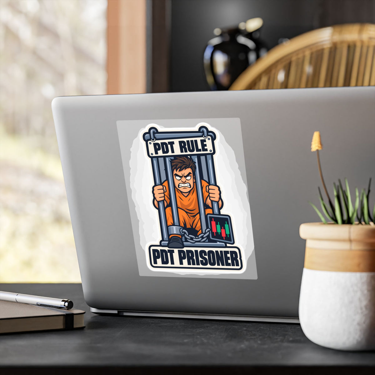 Day Trading Sticker - PDT Prisoner Design for the Stock Market and Forex Trader, Laptop and Water Bottle Decals