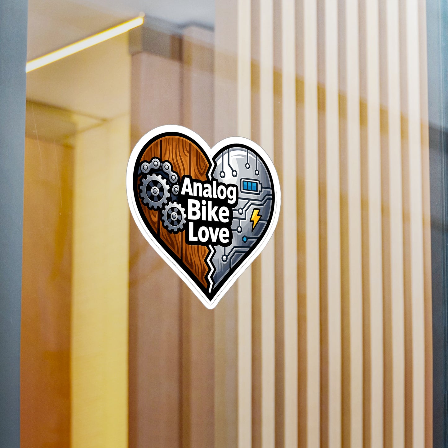 E-Bike Sticker Analog Bike Love – Waterproof Vinyl Decals for Laptop, Water Bottle, Gifts for Ecycling Enthusiasts, E Cyclist