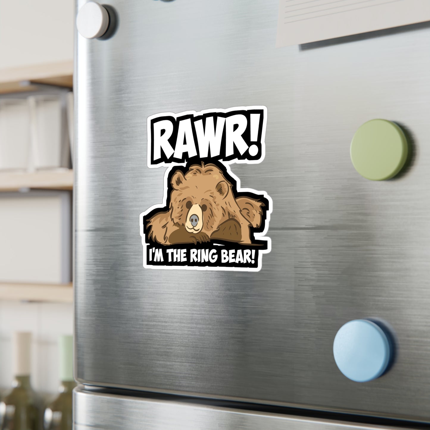 Rawr! I'm The Ring Bear! - Ring-bearer Sticker for Laptop Sticker. Water Bottle Sticker, Vinyl Excavator Decal - Ring-bearer Gift