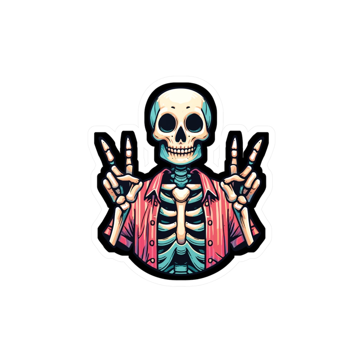 Skeleton Peace - Skeleton Sticker for Car Window Laptop Sticker. Water Bottle Sticker, Vinyl Peace Decal, Bones Sticker - Skeleton Gift