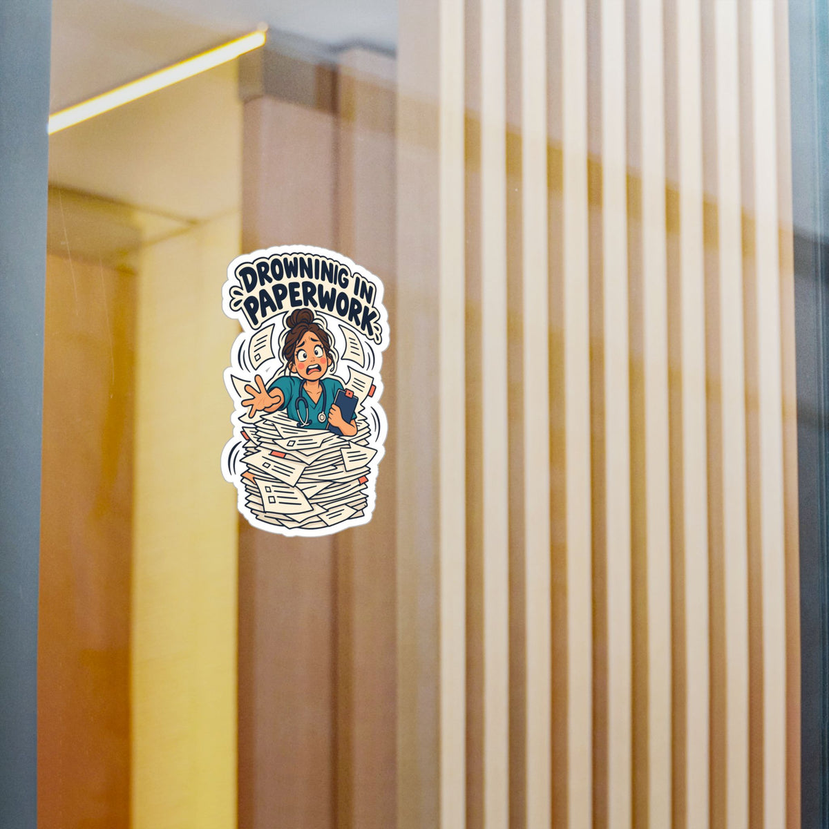 Nurse Sticker “Drowning in Paperwork” Nursing Student Vinyl Decals for Laptop, Water Bottle, Waterproof