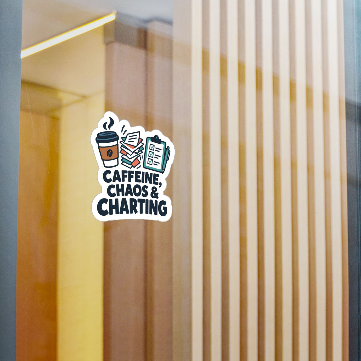 Nurse Sticker Caffeine, Chaos & Charting Decals for Laptop or Water Bottle, Waterproof Vinyl Nursing Student Gift