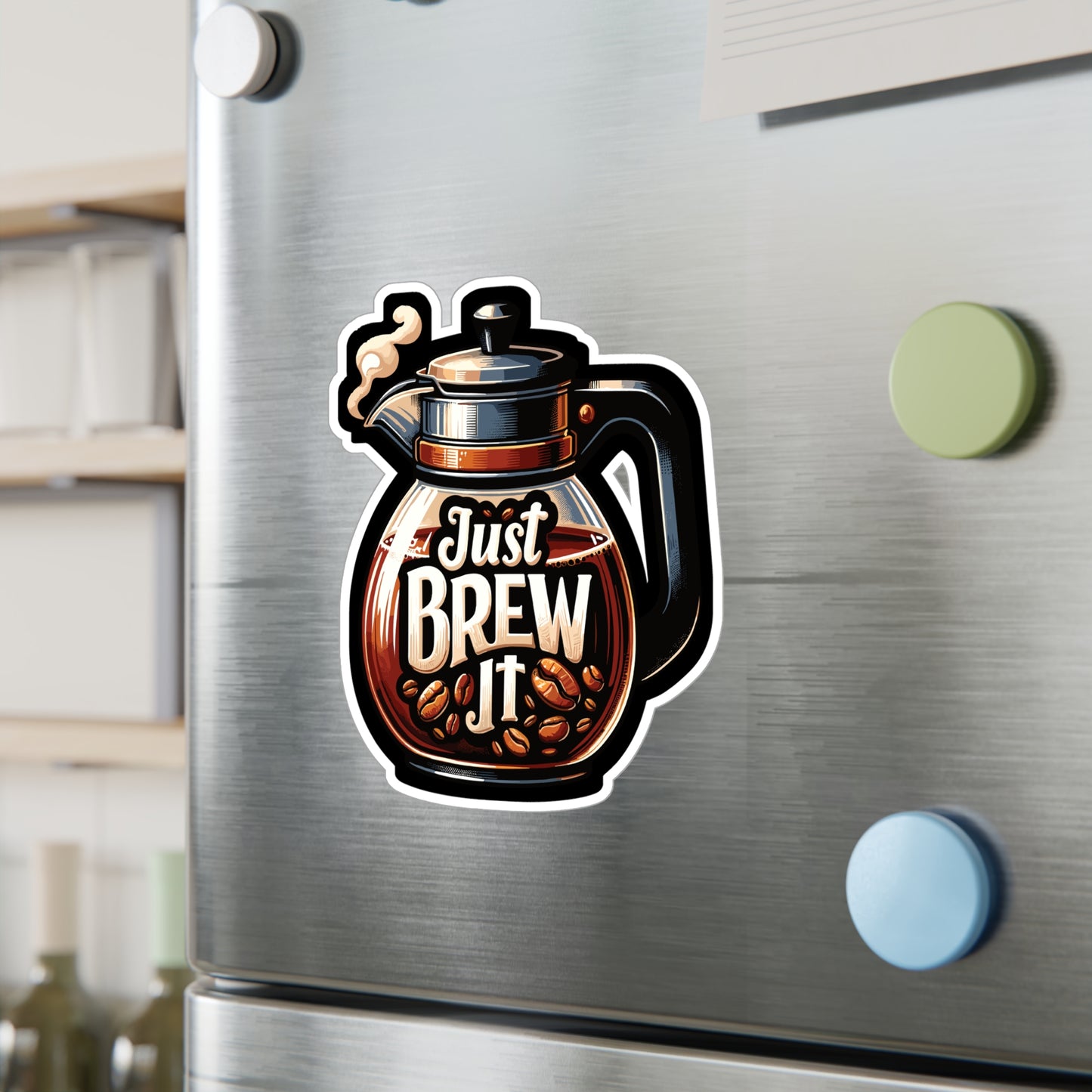 Just Brew It  - Coffee Sticker for Car Window Laptop Sticker. Water Bottle Sticker, Vinyl Brew Decal, Caffeine Sticker - Coffee Gift