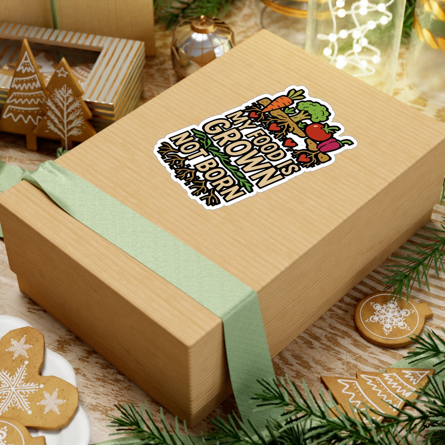 My Food Is Grown Not Born – Vinyl Sticker for Laptop or Water Bottle | Plant Powered Vegan Gift Decal