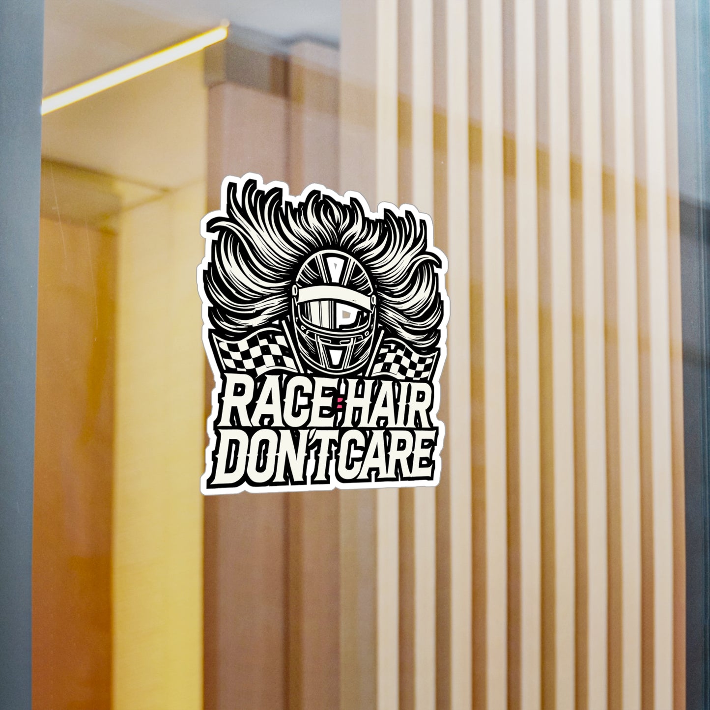 Race Hair Don't Care – Horsepower Sticker for Laptop & Water Bottle | Vinyl Street Racing Decal | Car Enthusiast Gift