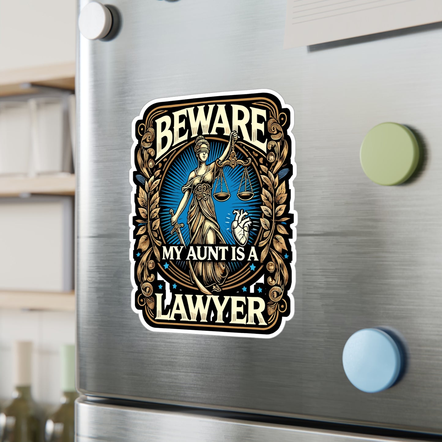 Beware My Aunt Is A Lawyer - Lawyer Sticker for Laptop Sticker. Water Bottle Sticker, Vinyl Legal profession Decal - Lawyer Gift