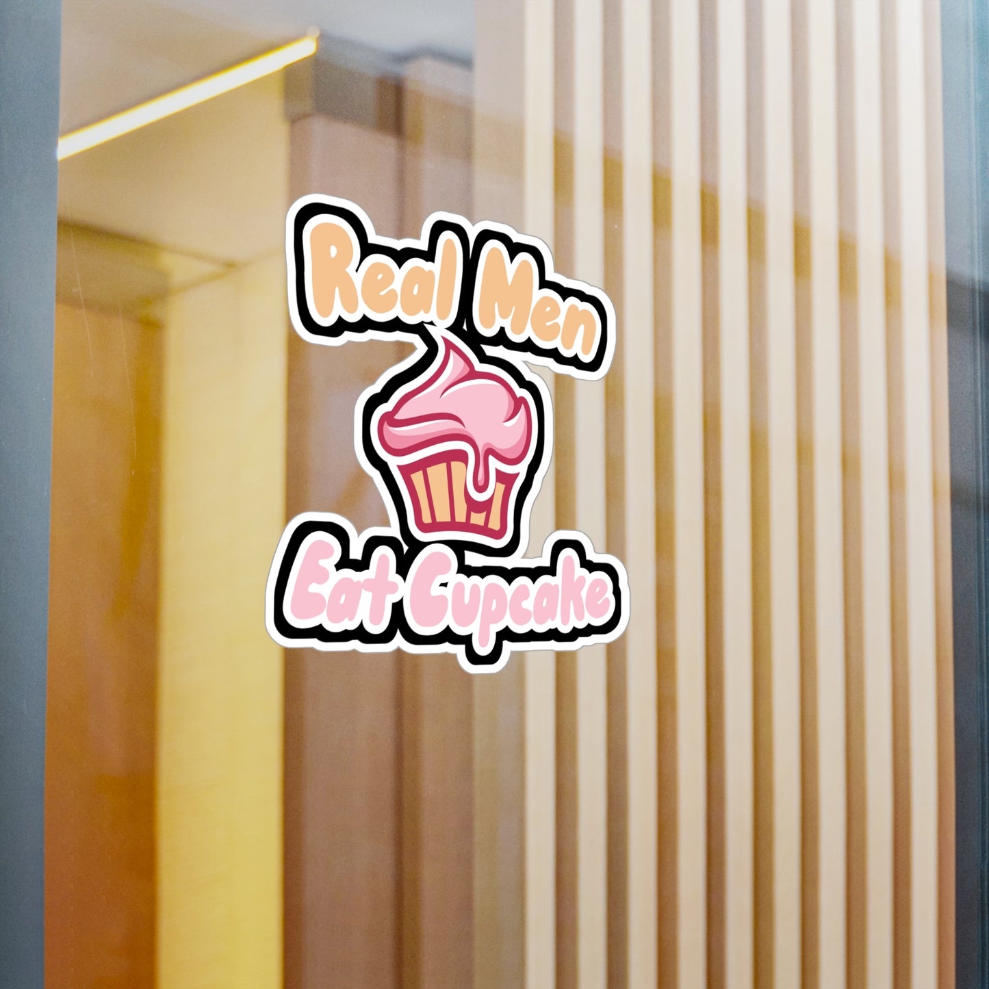 Real Men Eat Cupcake - Baker Sticker for Wall, Laptop, Window, Truck, Car Baker Gift Vinyl Baking Decal Sticker