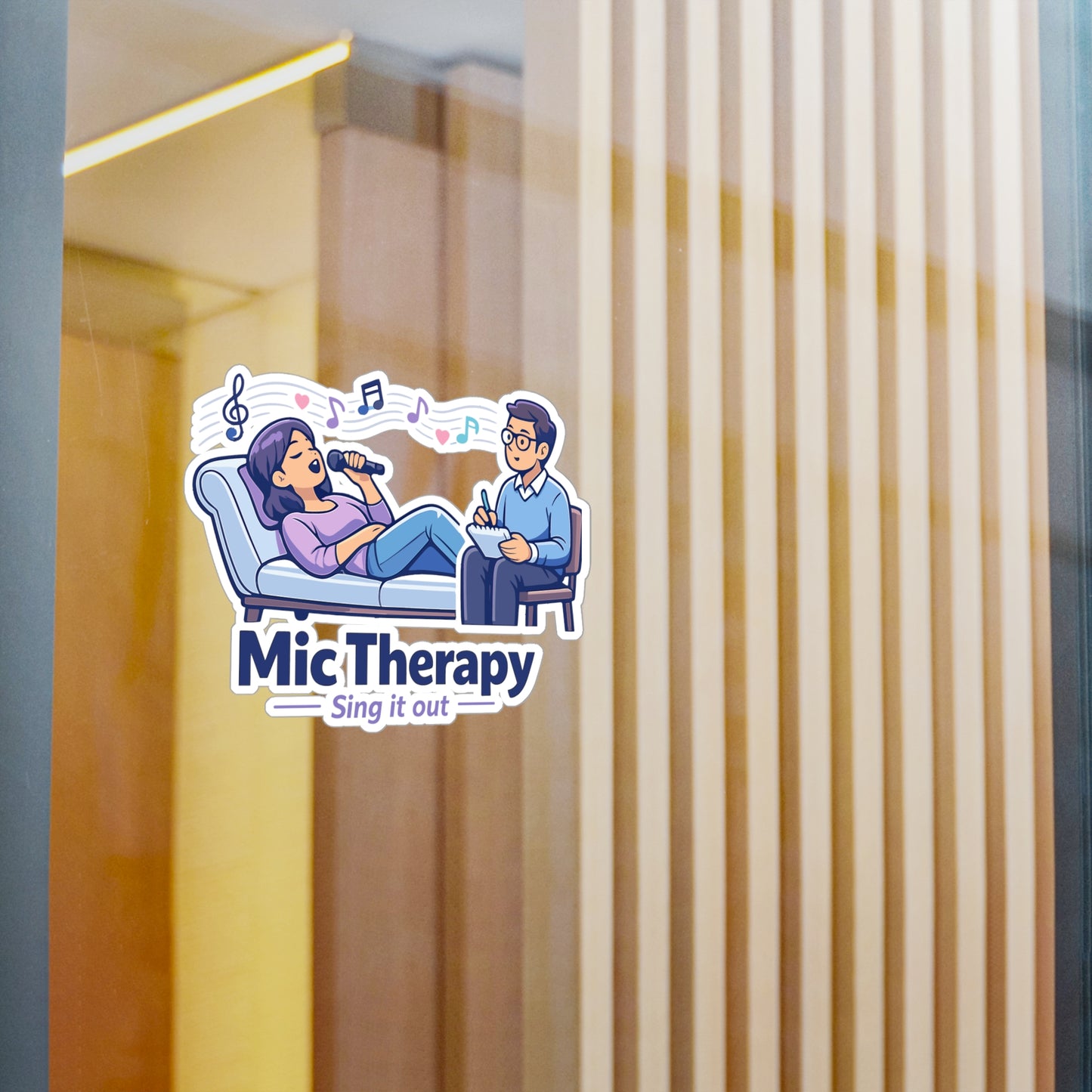 Karaoke Sticker Mic Therapy Music Humor Vinyl Waterproof Decals for Laptop Water Bottle Fun Beer Booze Party