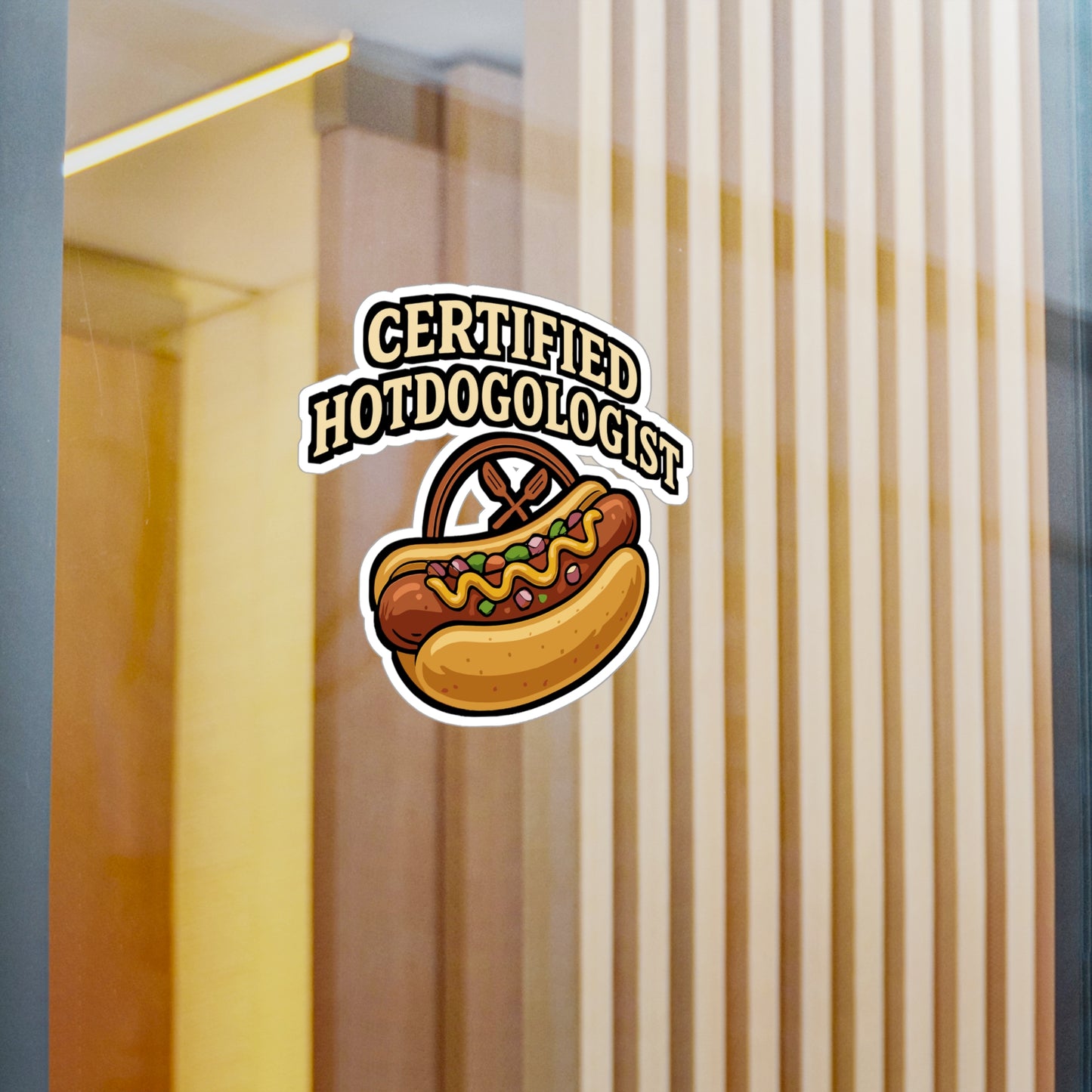Certified Hotdogologist - Hotdog Sticker for Laptop, Water Bottle - Funny Gift for Food Lovers, Hot Dog Fans, Friends